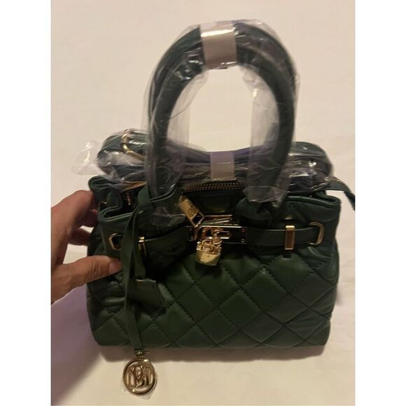 NWT Badgley Mischka blue vegan leather crossbody bag with gold hardware - Picture 2 of 4